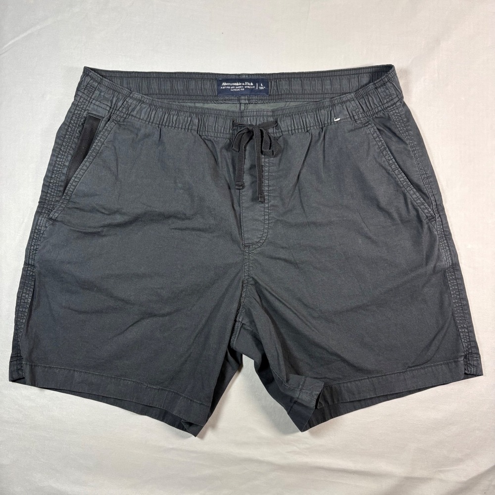 Abercrombie & Fitch All Day Short Mens Large Gray Cotton Elastic Waist Casual